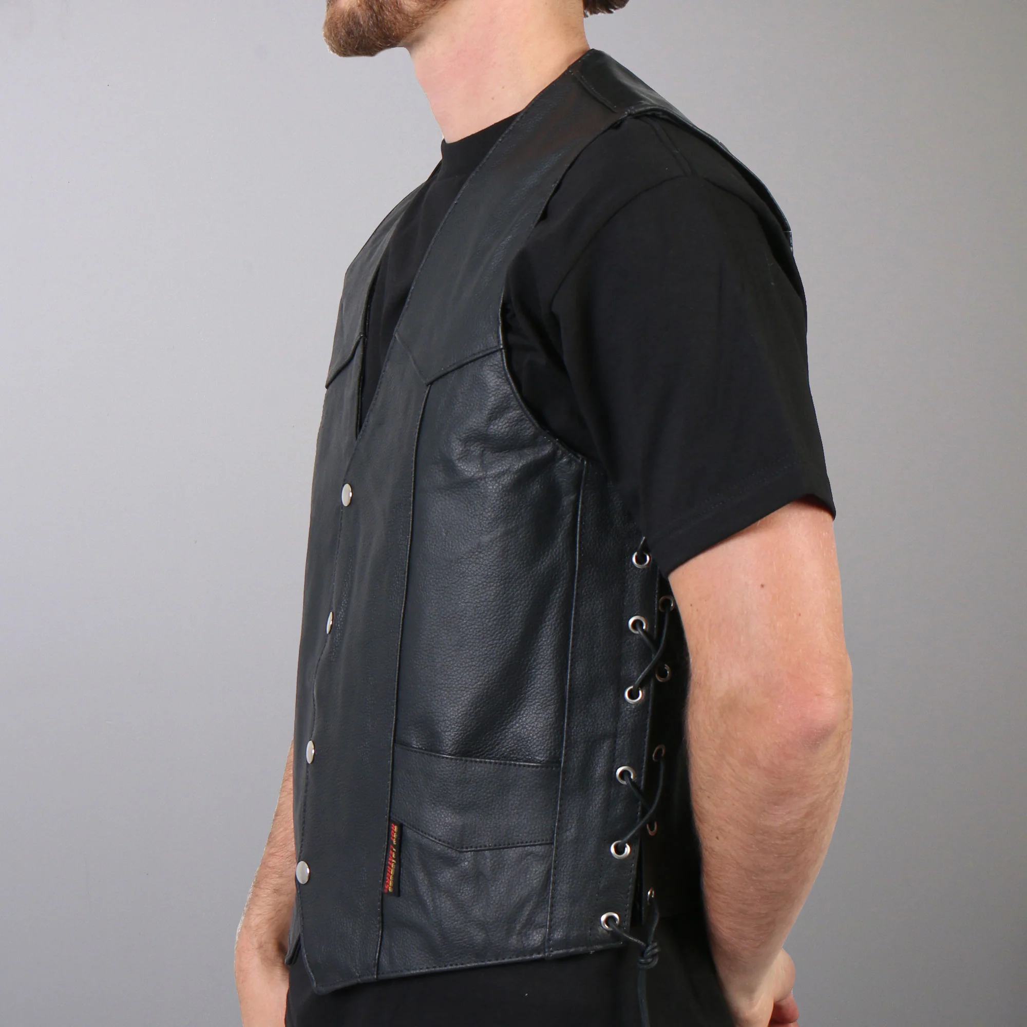 Hot Leathers VSM1022 Men's Black 'Conceal and Carry' Leather Vest - Image 2