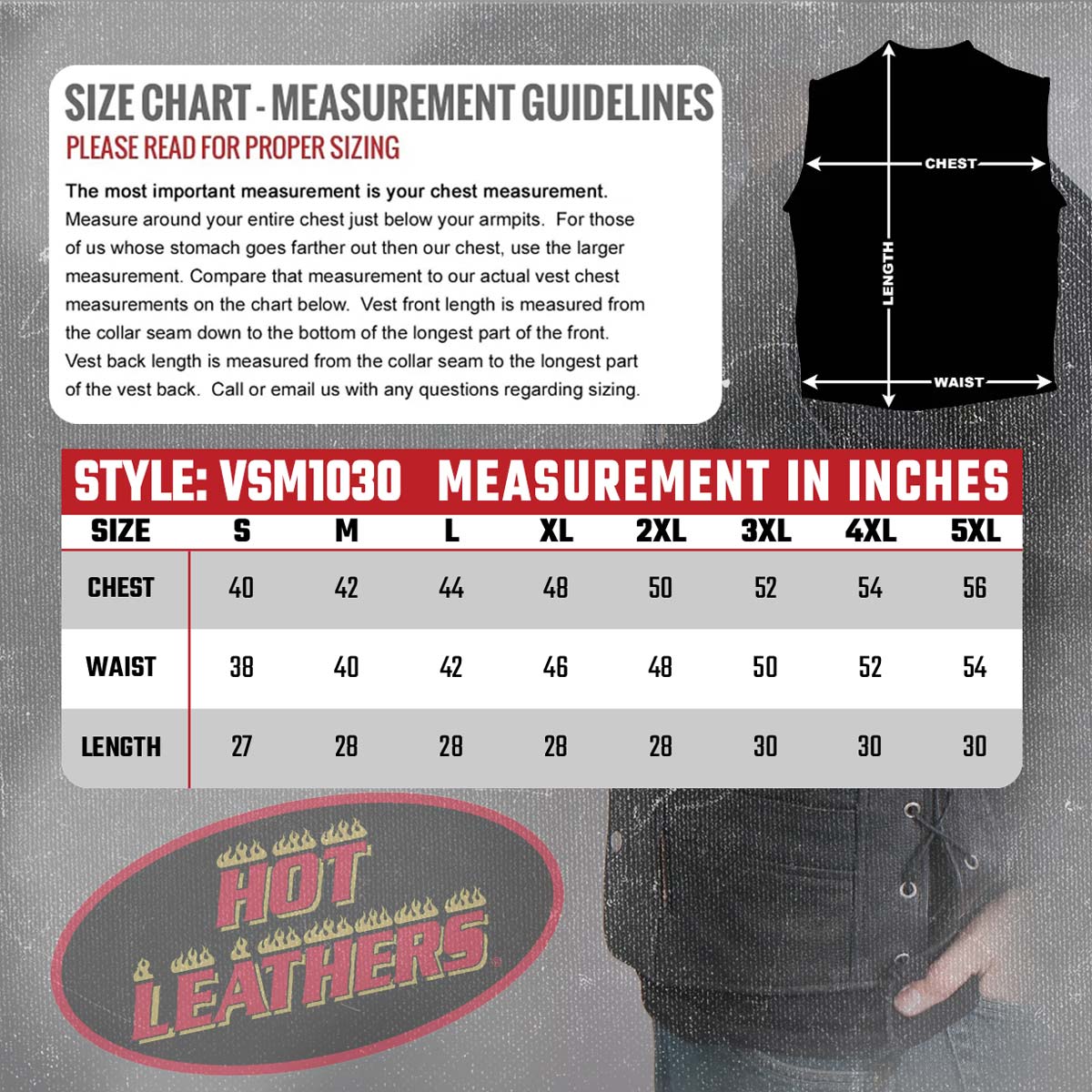 Hot Leathers VSM1030 Men's Black 'Conceal and Carry' Leather Vest - Image 3