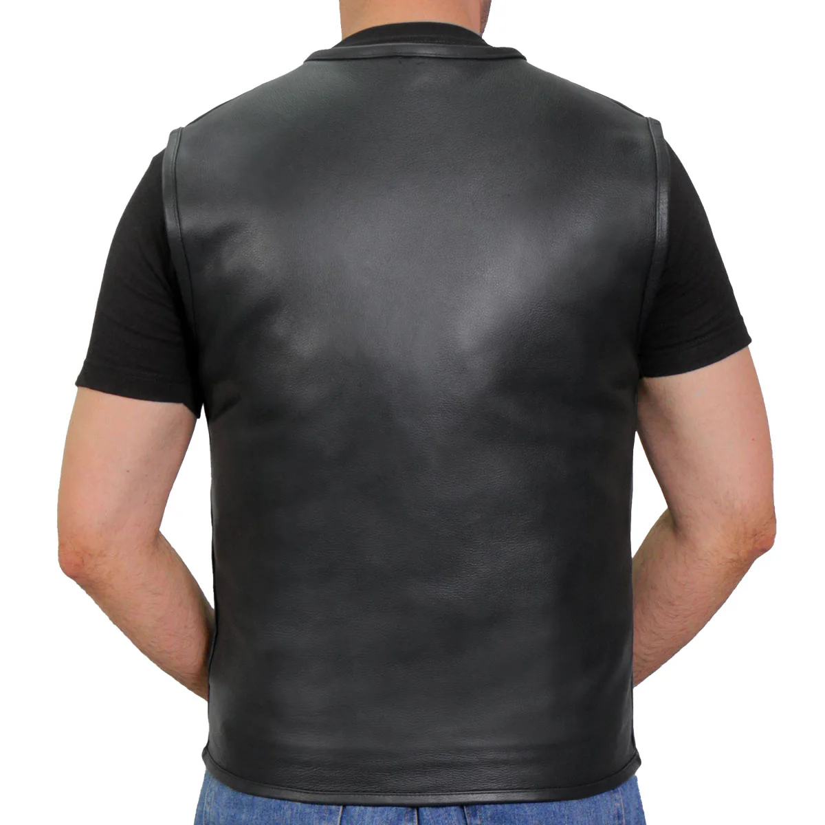 Hot Leathers VSM1036 Men's Black 'Conceal and Carry' Motorcycle Club Style Leather Zip Vest - Image 2