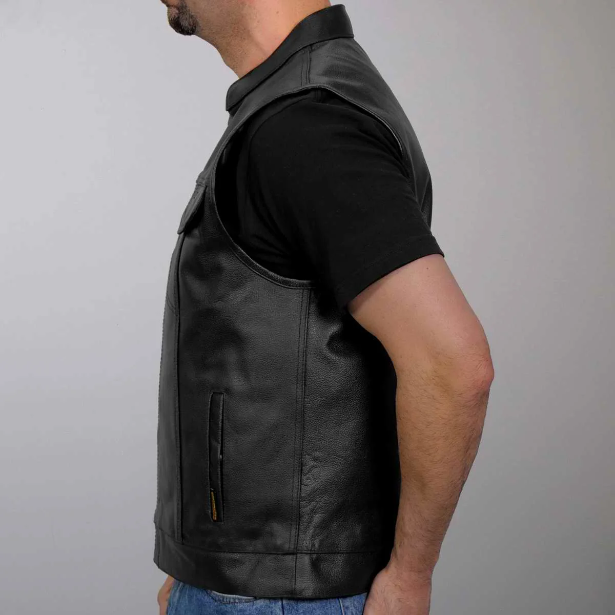 Hot Leathers VSM1039 Men's Black 'Conceal and Carry' Club Leather Vest - Image 3