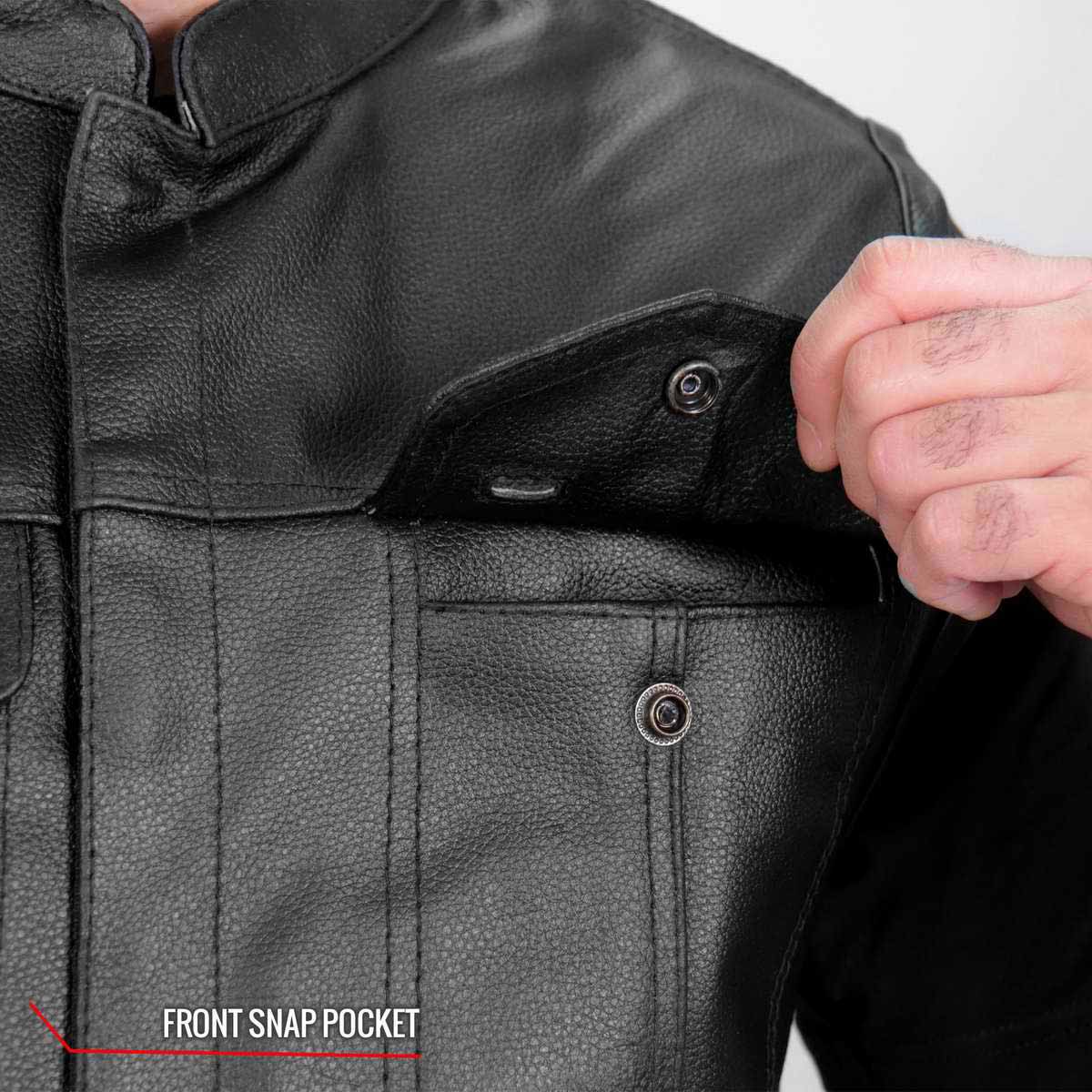 Hot Leathers VSM1039 Men's Black 'Conceal and Carry' Club Leather Vest - Image 4