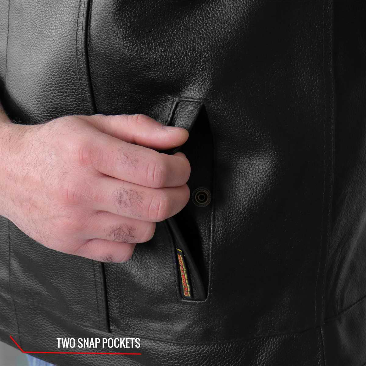 Hot Leathers VSM1039 Men's Black 'Conceal and Carry' Club Leather Vest - Image 7
