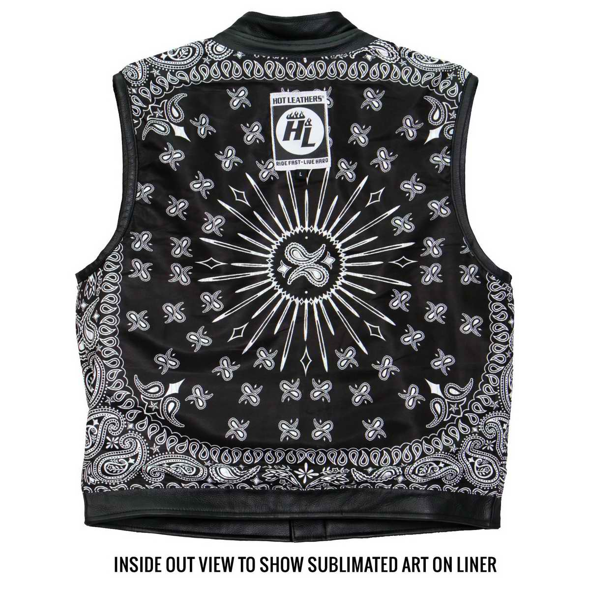 Hot Leathers VSM1049 Men's Black Paisley Conceal and Carry Motorcycle Club Style Leather Vest - Image 16
