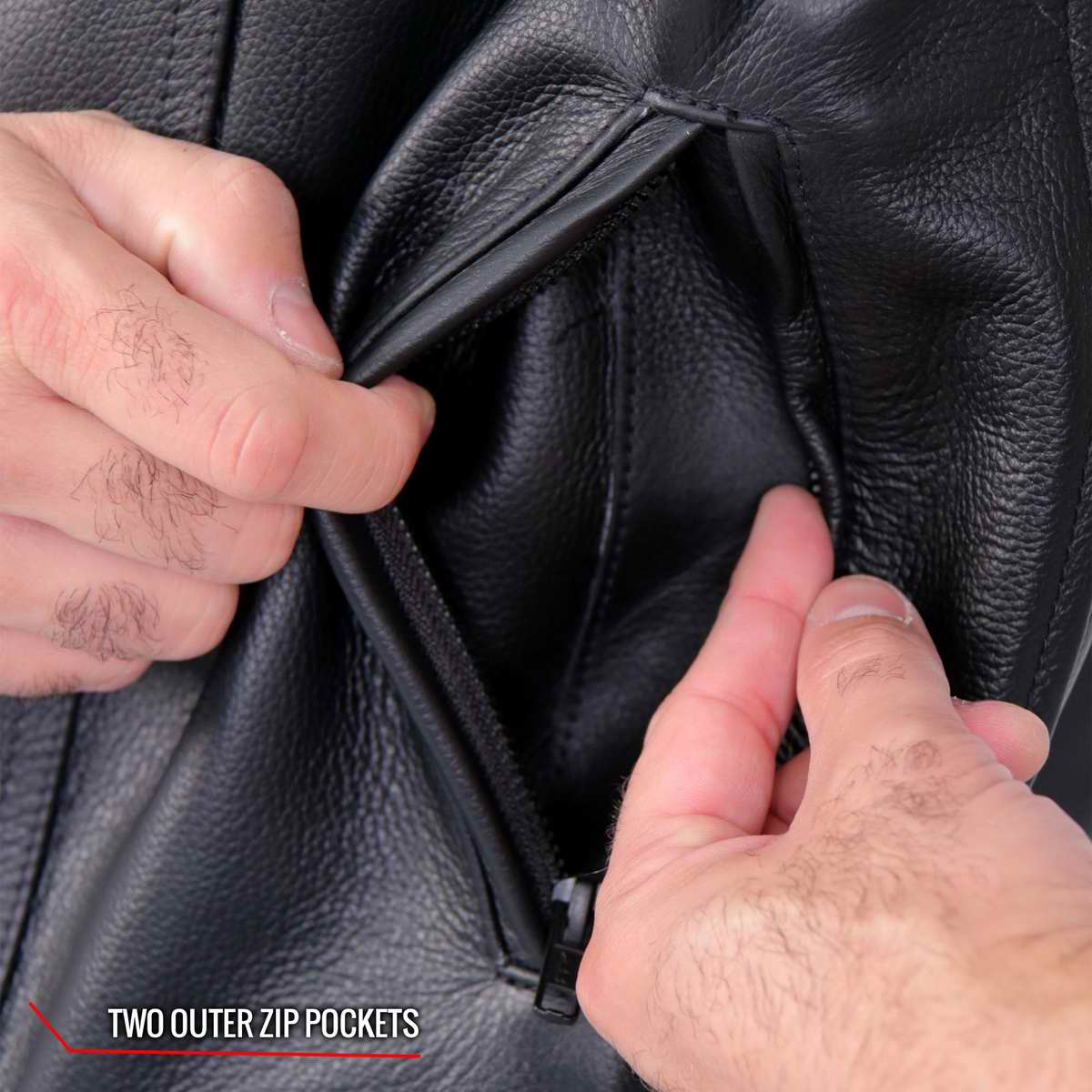 Hot Leathers VSM1051 Men's Black Celtic Cross Conceal and Carry Leather Vest - Image 11