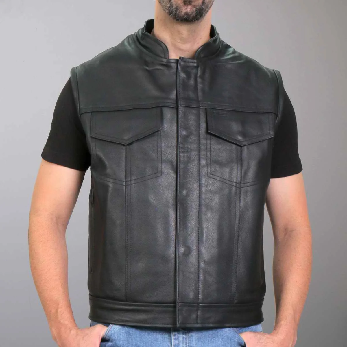 Hot Leathers VSM1051 Men's Black Celtic Cross Conceal and Carry Leather Vest - Image 4