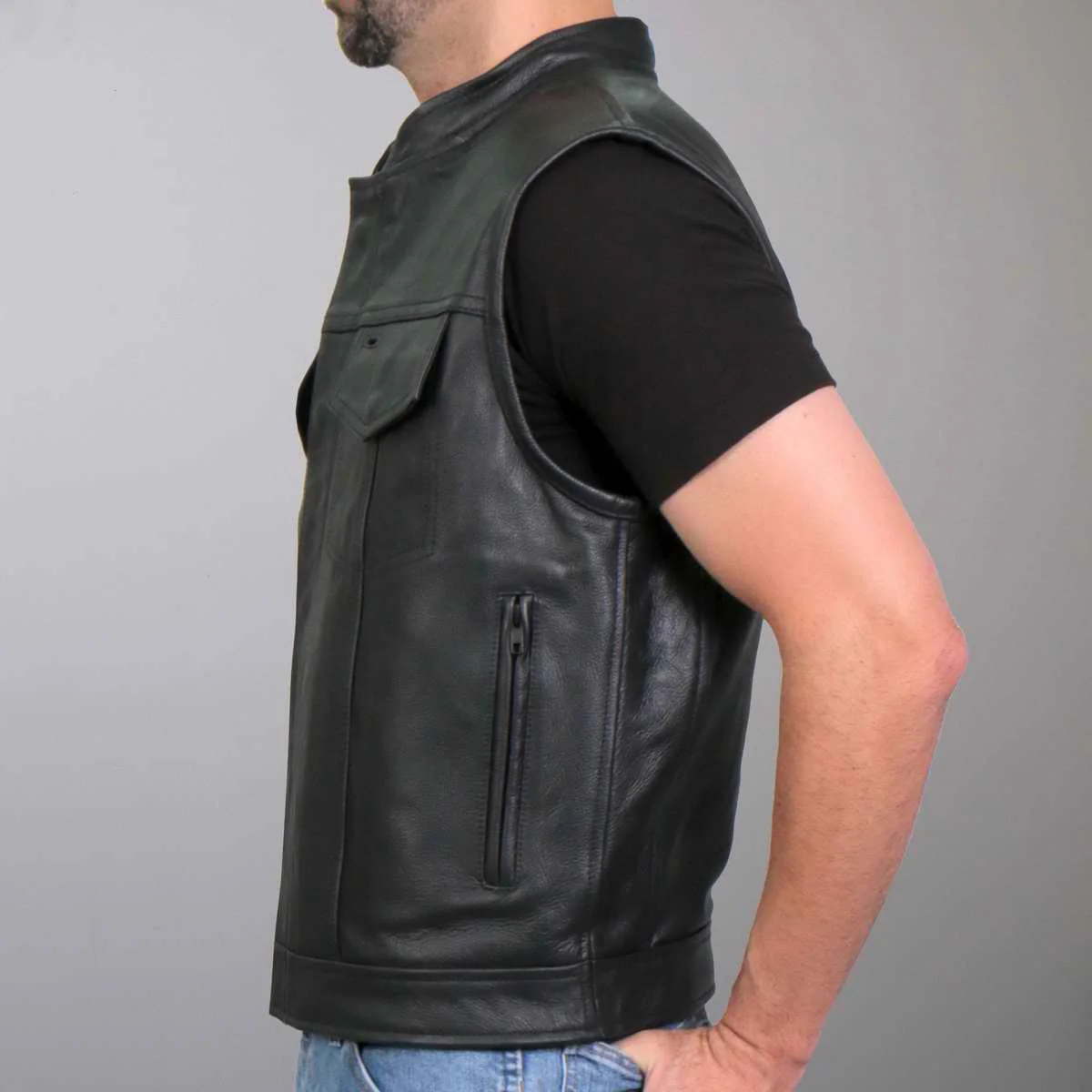 Hot Leathers VSM1051 Men's Black Celtic Cross Conceal and Carry Leather Vest - Image 5