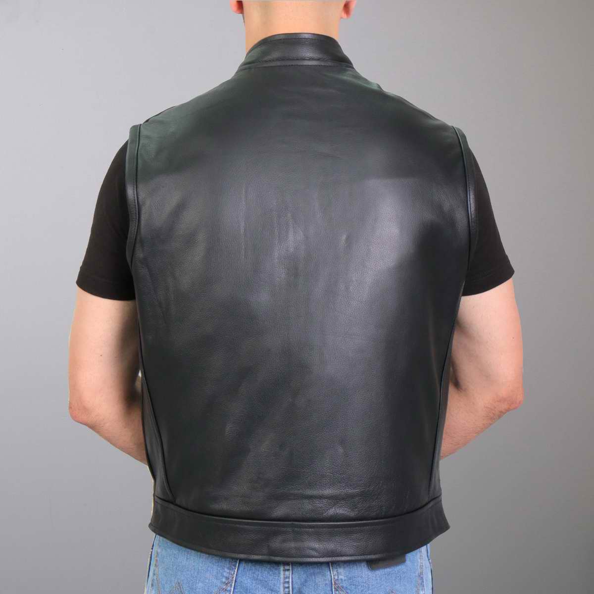 Hot Leathers VSM1051 Men's Black Celtic Cross Conceal and Carry Leather Vest - Image 6