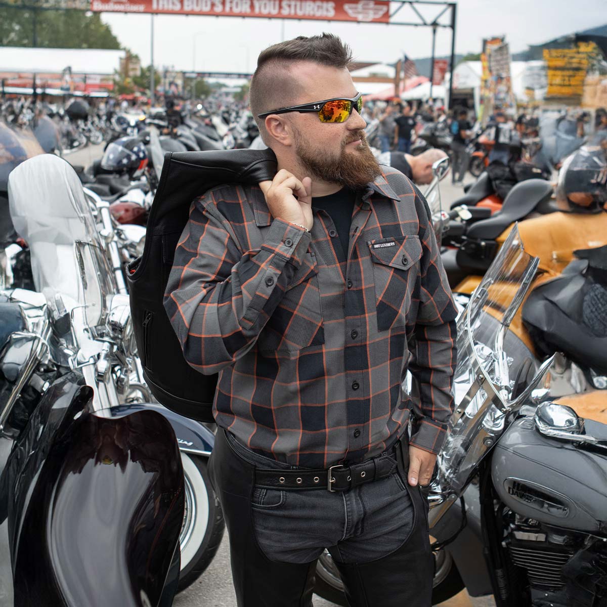 Hot Leathers VSM1052 Men's Black Patriotic Conceal and Carry Leather Vest - Image 8