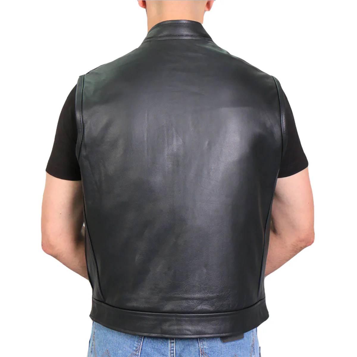 Hot Leathers VSM1055 Men’s Black Over The Top Skull Conceal and Carry Leather Vest - Image 4