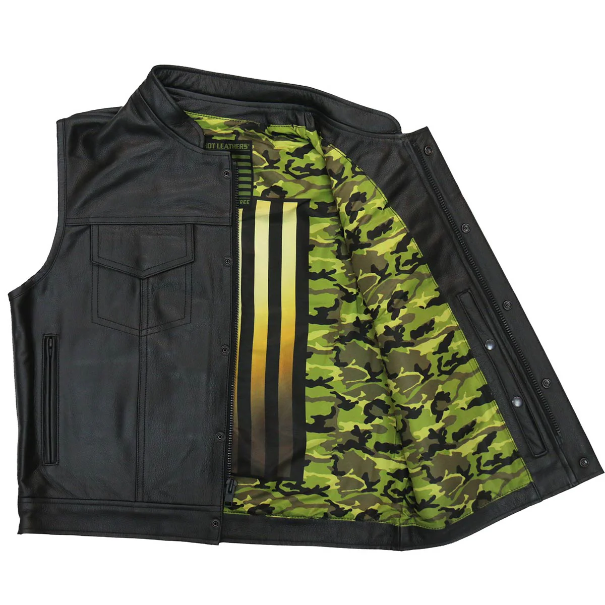 Hot Leathers VSM1058 Men's Black Camo Flag Conceal and Carry Leather Vest - Image 13
