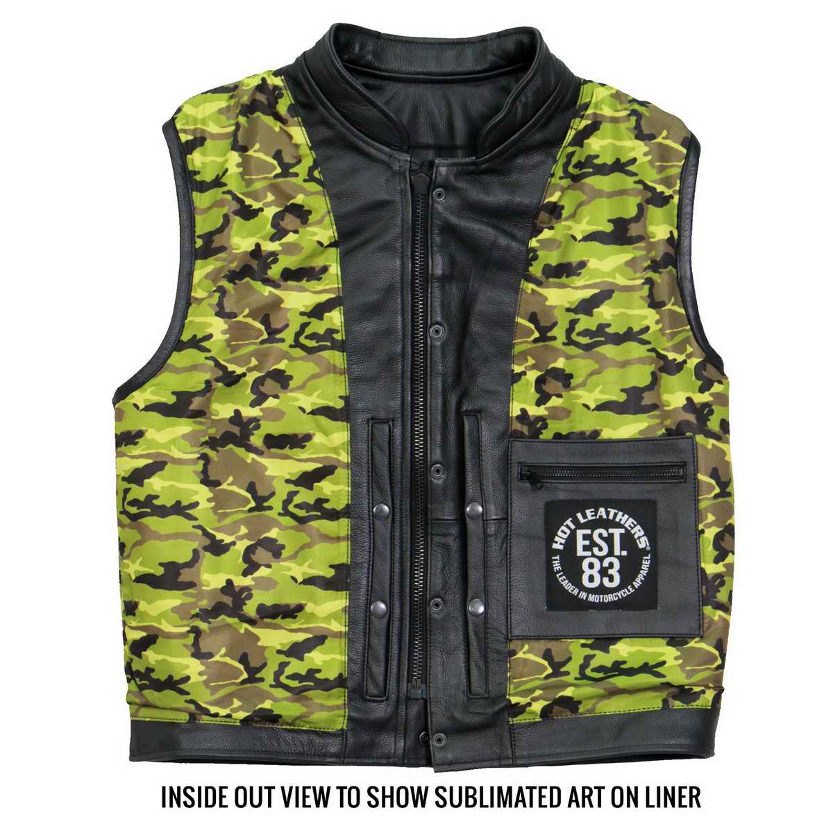 Hot Leathers VSM1058 Men's Black Camo Flag Conceal and Carry Leather Vest - Image 5
