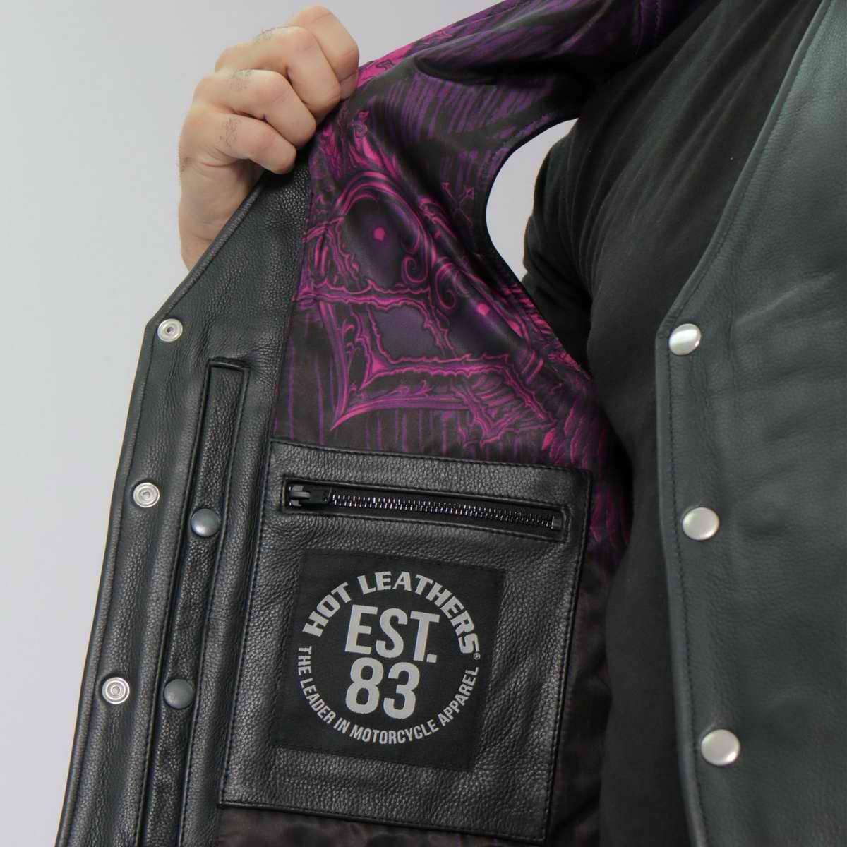 Hot Leathers VSM1063 Men's Black 'Blessed' Conceal and Carry Side Lace Leather Vest - Image 9