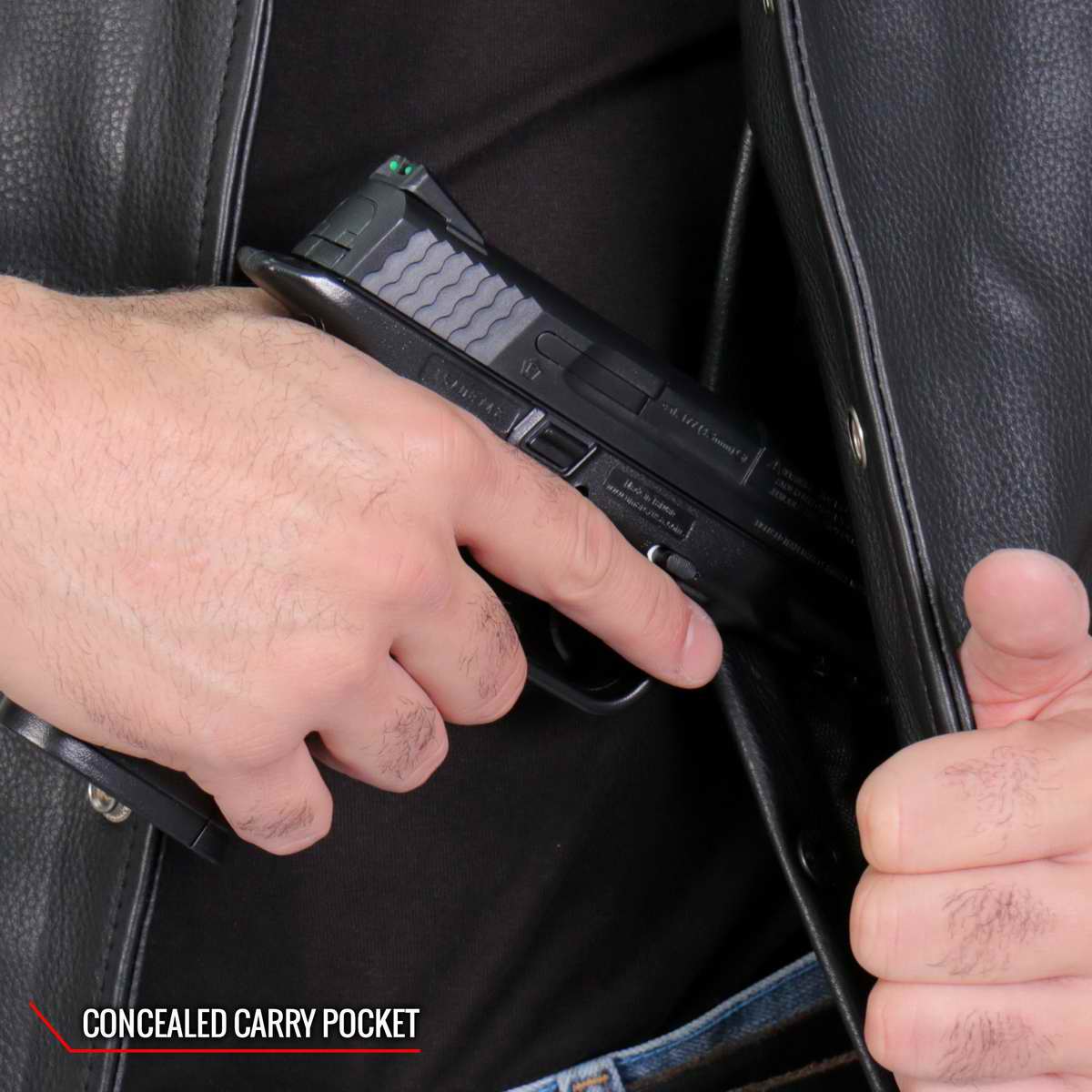 Hot Leathers VSM1064 Men's Black 'Viking Warrior' Conceal and Carry Side Lace Leather Vest - Image 10