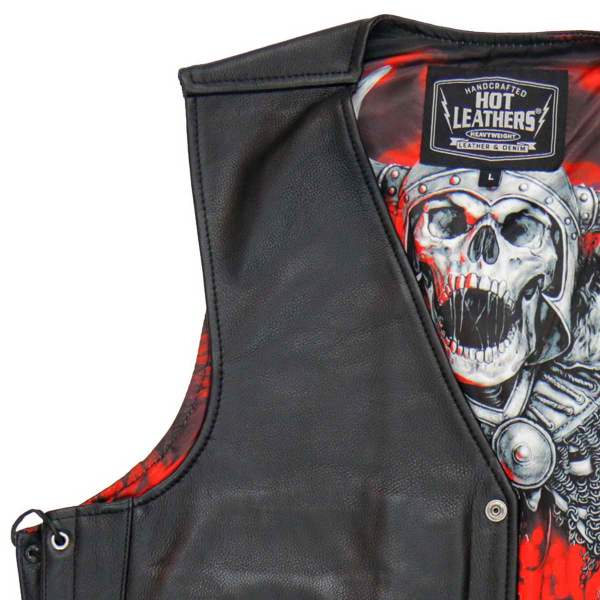 Hot Leathers VSM1064 Men's Black 'Viking Warrior' Conceal and Carry Side Lace Leather Vest - Image 3