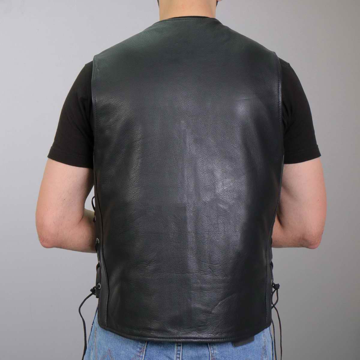 Hot Leathers VSM1064 Men's Black 'Viking Warrior' Conceal and Carry Side Lace Leather Vest - Image 7