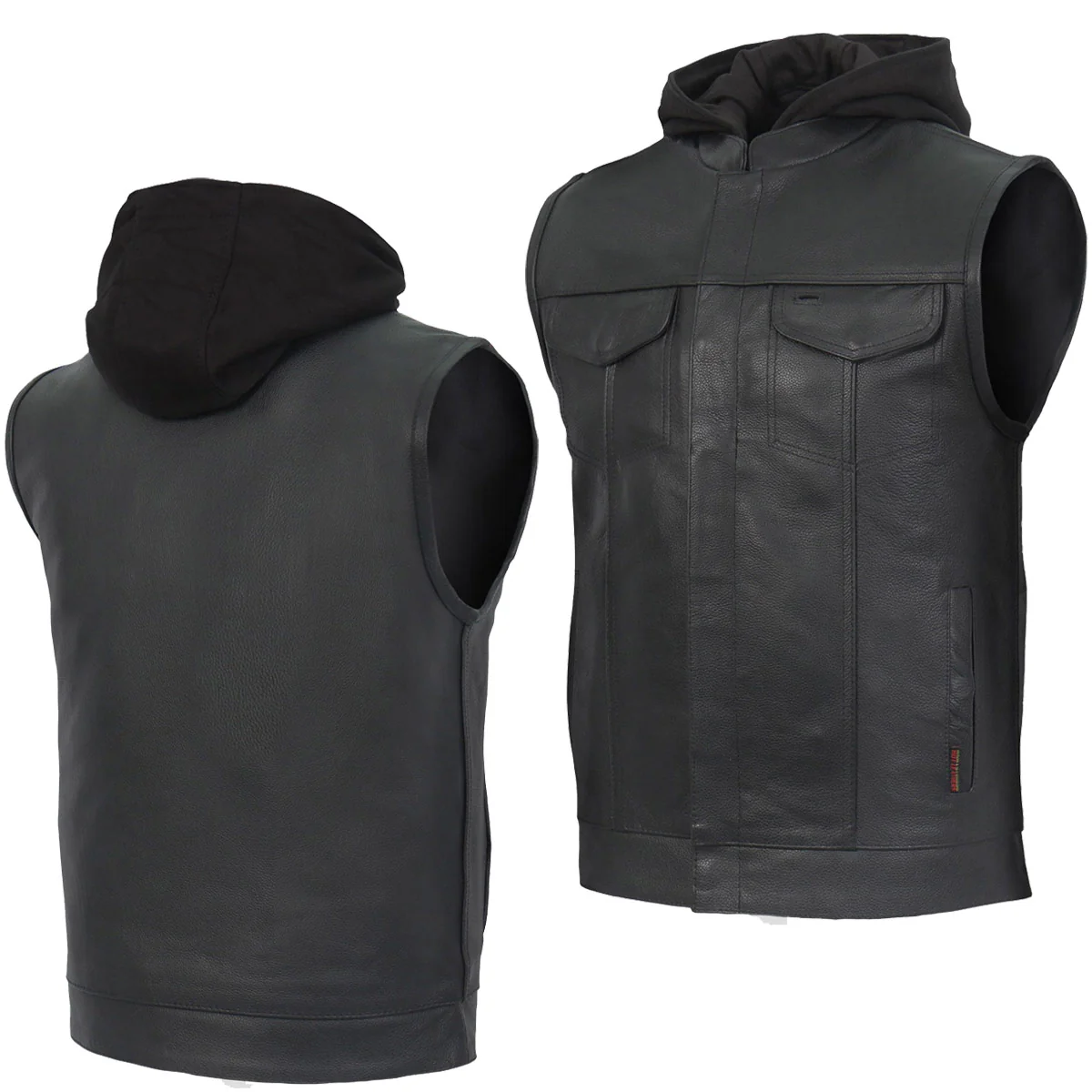 Hot Leathers VSM1201 Men's Black Motorcycle Biker Club Style Vest with Hoodie - Image 10