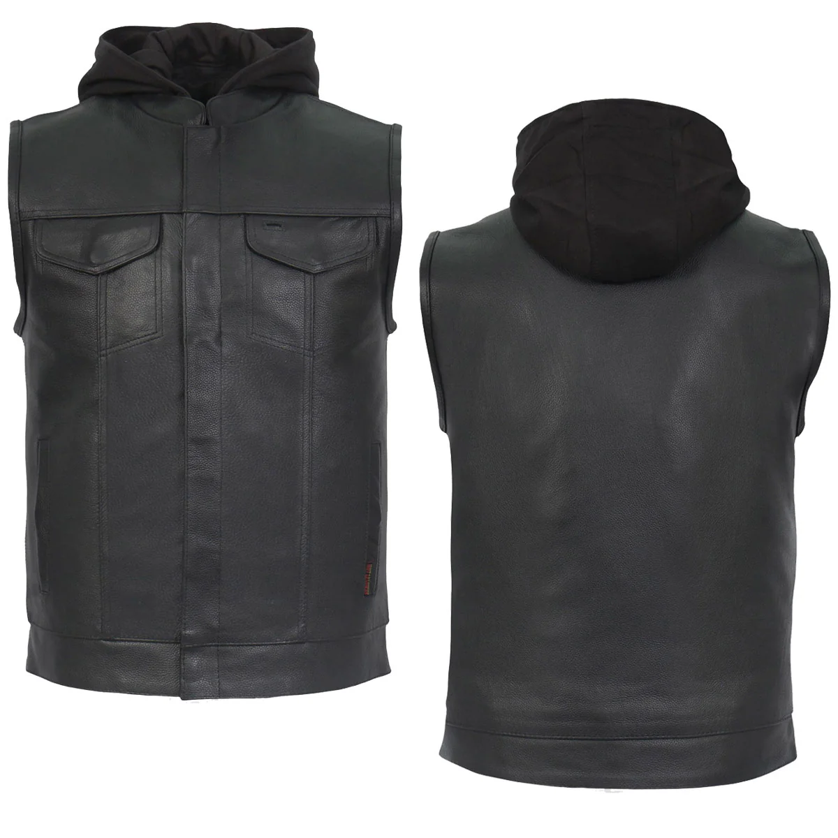 Hot Leathers VSM1201 Men's Black Motorcycle Biker Club Style Vest with Hoodie - Image 11