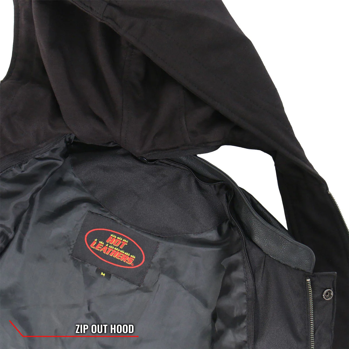 Hot Leathers VSM1201 Men's Black Motorcycle Biker Club Style Vest with Hoodie - Image 4