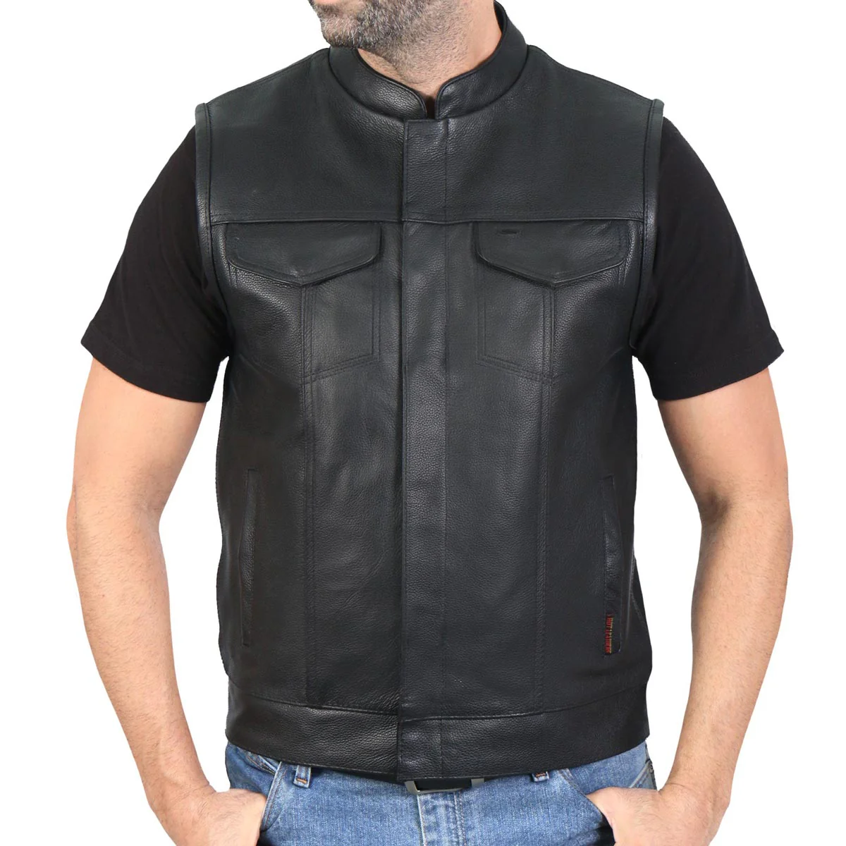 Hot Leathers VSM1201 Men's Black Motorcycle Biker Club Style Vest with Hoodie - Image 7