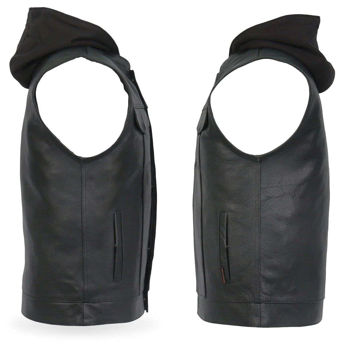 Hot Leathers VSM1201 Men's Black Motorcycle Biker Club Style Vest with Hoodie - Image 8
