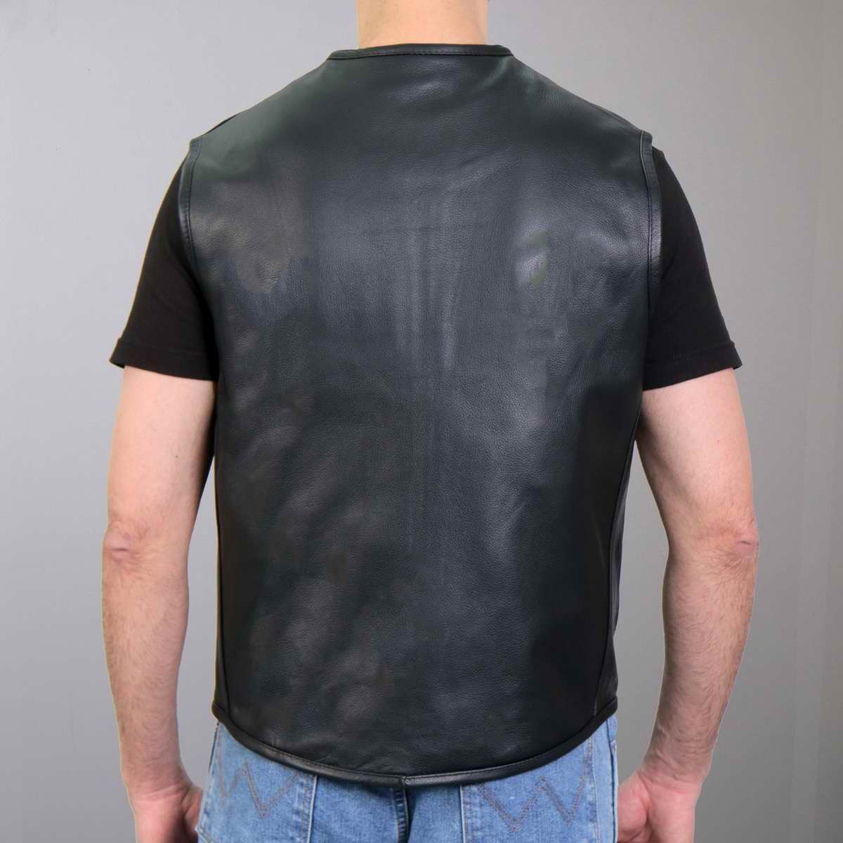 Hot Leathers VSM2001 Men's Black ‘Jumbo Skull’ Conceal and Carry Leather Vest - Image 3