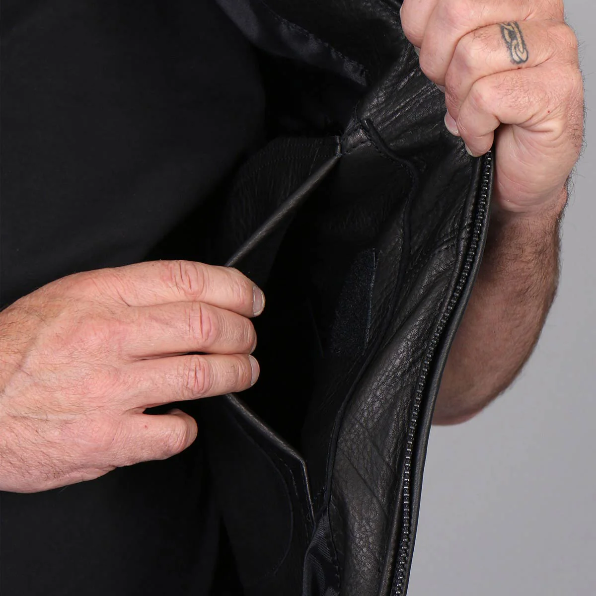 Hot Leathers VSM5001 USA Made Men's Black Premium Steerhide Leather Club Style Vest - Image 11