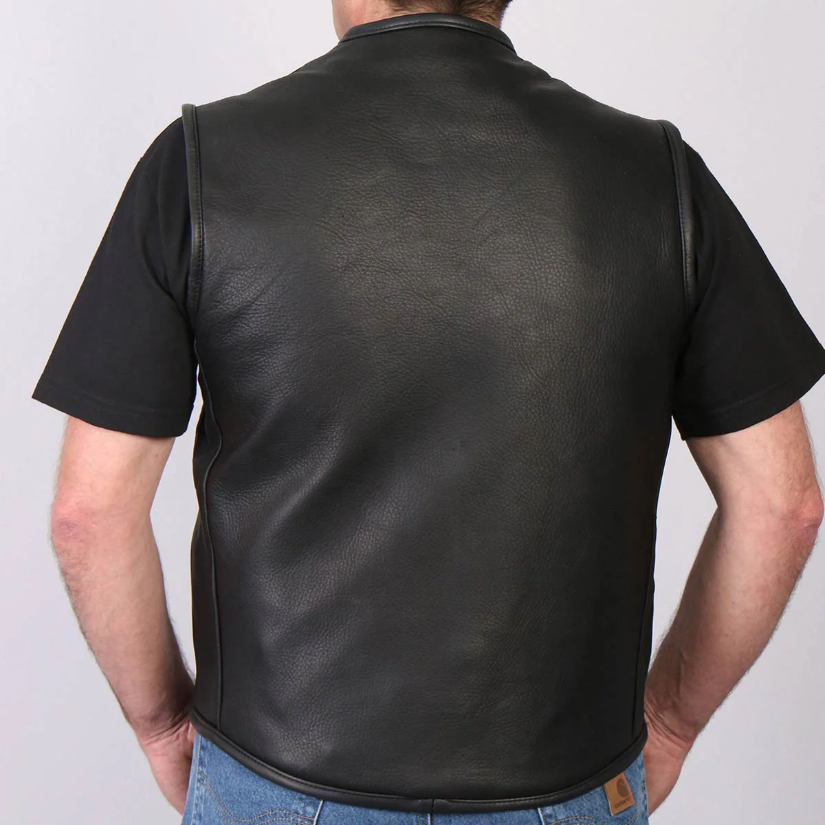 Hot Leathers VSM5001 USA Made Men's Black Premium Steerhide Leather Club Style Vest - Image 6