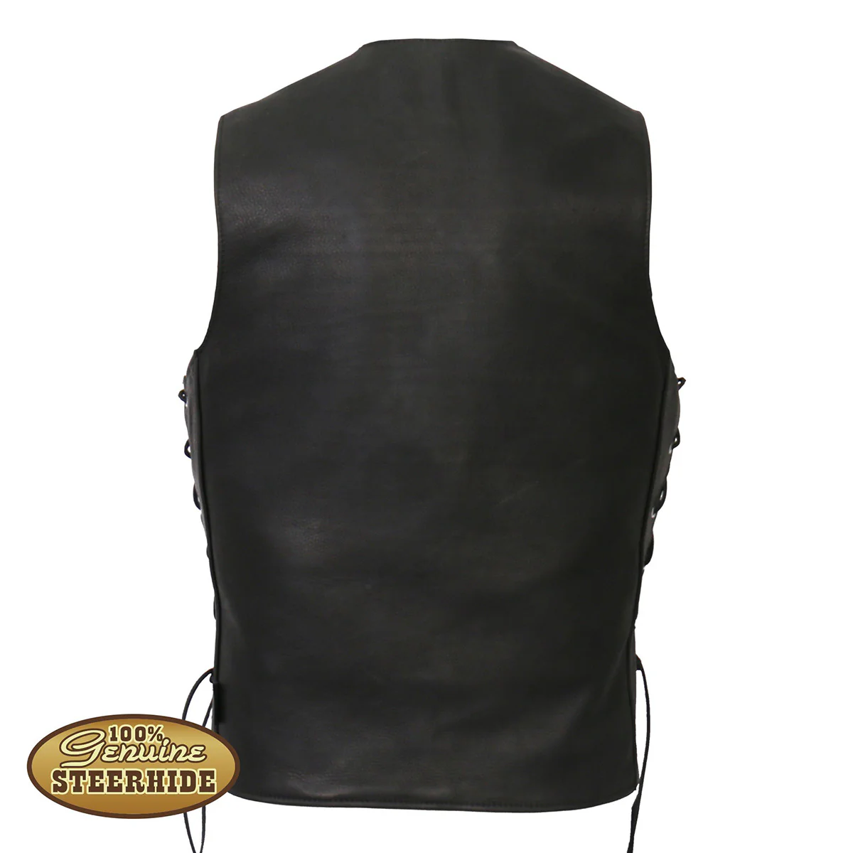 Hot Leathers VSM5003 USA Made Men's Black Extra Long Back Premium Steerhide Leather Vest - Image 2