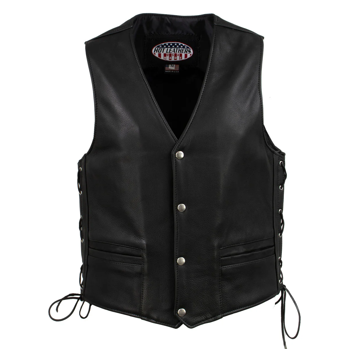 Hot Leathers VSM5003 USA Made Men's 'Gaucho' Black Extra Long Back Premium Steerhide Leather Vest - Image 8