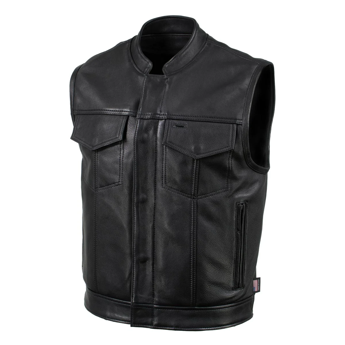 Hot Leathers VSM5004 USA Made Men's 'Chaos' Black Premium Dual Closure Leather Vest - Image 10