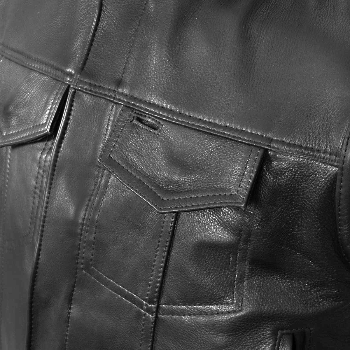 Hot Leathers VSM5004 USA Made Men's 'Chaos' Black Premium Dual Closure Leather Vest - Image 7
