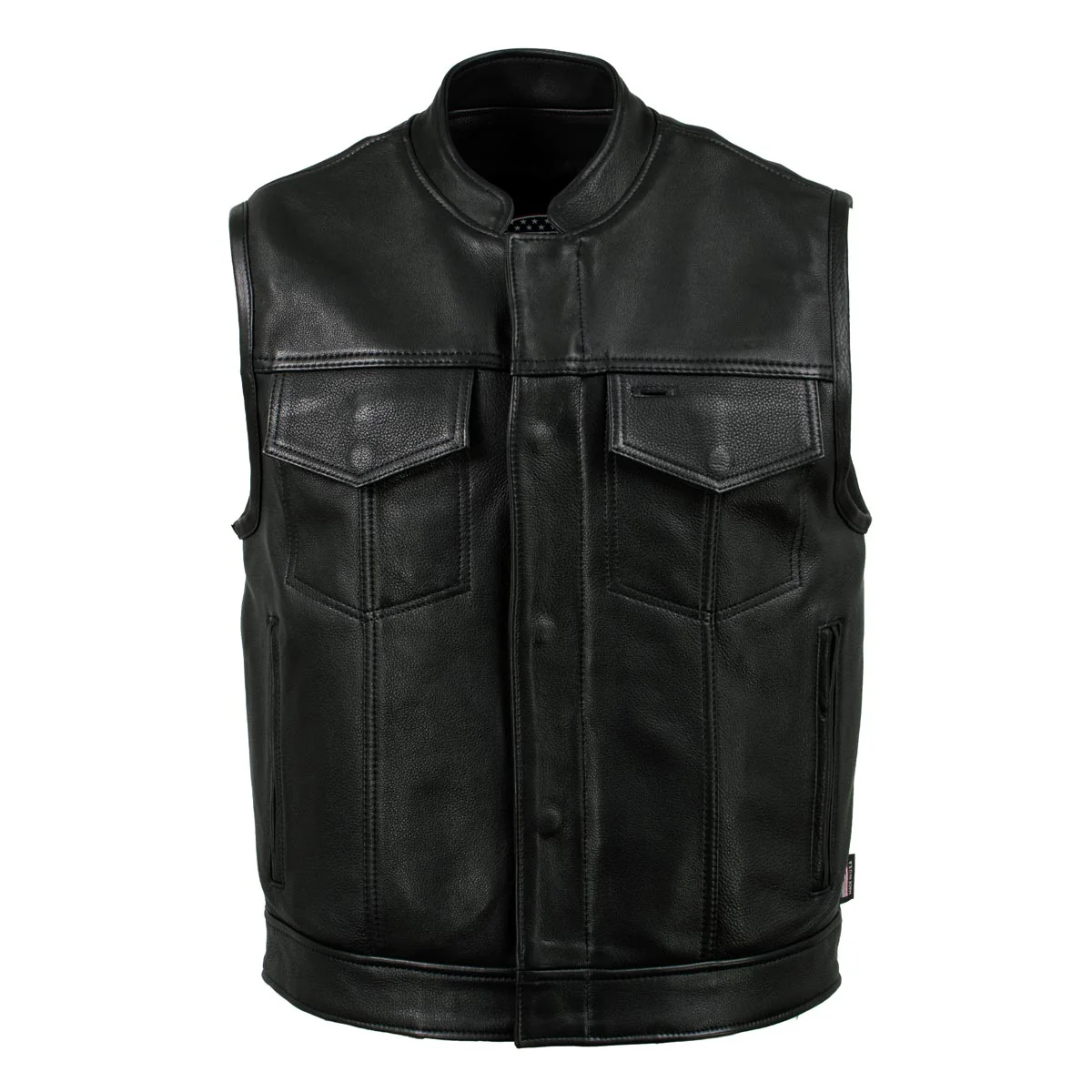 Hot Leathers VSM5004 USA Made Men's 'Chaos' Black Premium Dual Closure Leather Vest - Image 9
