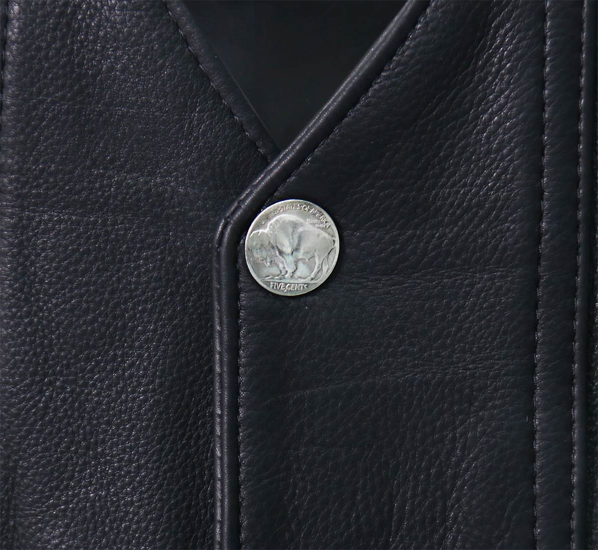Hot Leathers VSM5005 USA Made Men's 'Road Whip' Black Premium Leather Vest with Buffalo Nickel Snap Buttons - Image 4