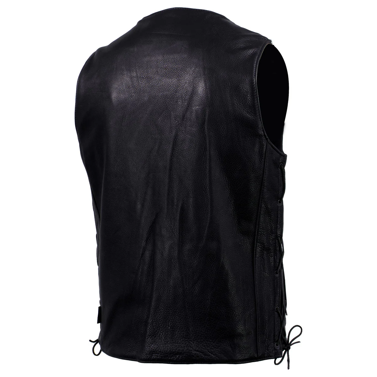 Hot Leathers VSM5005 USA Made Men's 'Road Whip' Black Premium Leather Vest with Buffalo Nickel Snap Buttons - Image 7