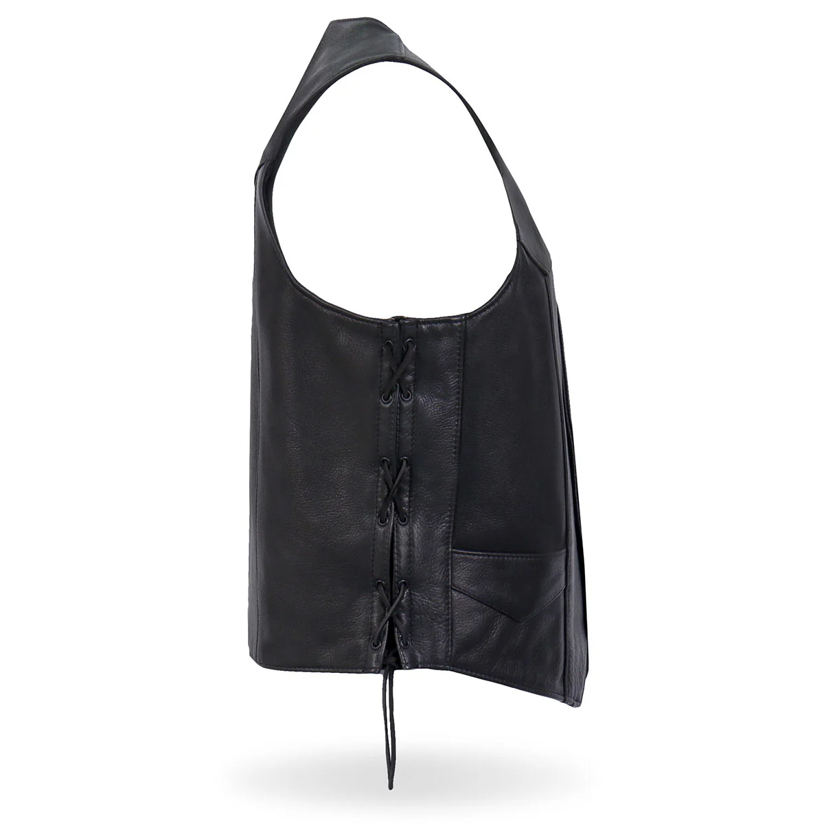 Hot Leathers VSM5008 USA Made Men's Black Western Style Side Lace Premium Leather Biker Vest - Image 6