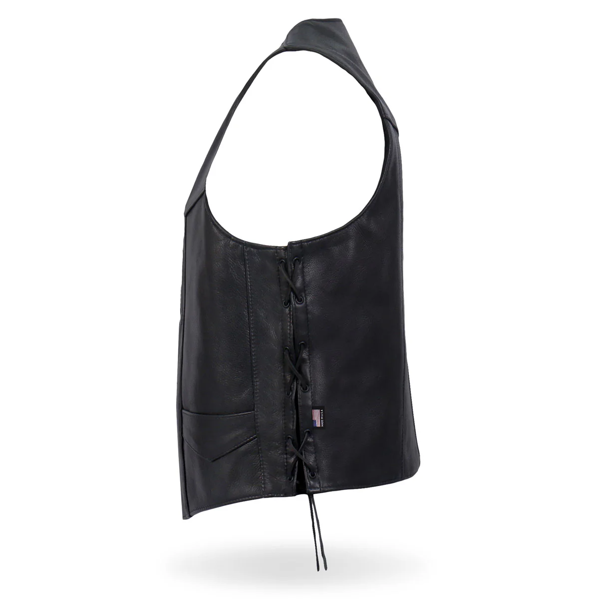 Hot Leathers VSM5008 USA Made Men's Black Western Style Side Lace Premium Leather Biker Vest - Image 7