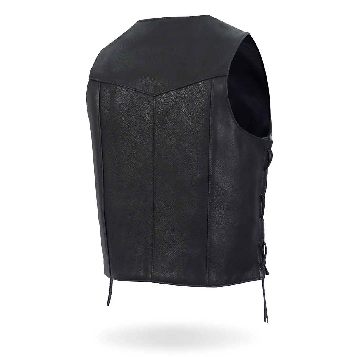 Hot Leathers VSM5008 USA Made Men's Black Western Style Side Lace Premium Leather Biker Vest - Image 8