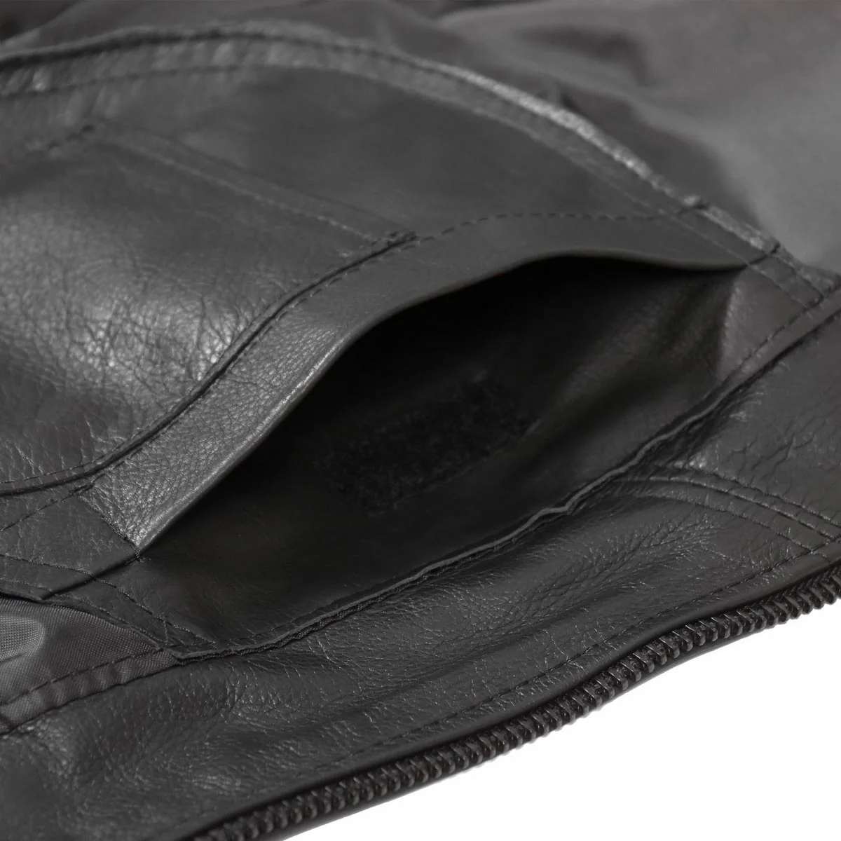 Hot Leathers VSM5009 USA Made Men's Black V-Neck Premium Leather Zippered Motorcycle Rider Vest - Image 4
