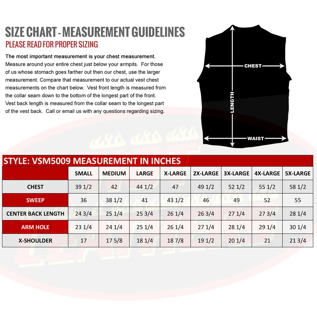 Hot Leathers VSM5009 USA Made Men's Black V-Neck Premium Leather Zippered Motorcycle Rider Vest - Image 6