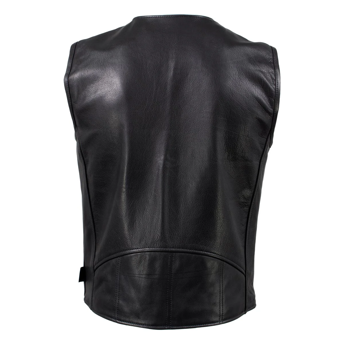 Hot Leathers VSM5009 USA Made Men's 'Slinger' Black V-Neck Premium Leather Zippered Vest - Image 6