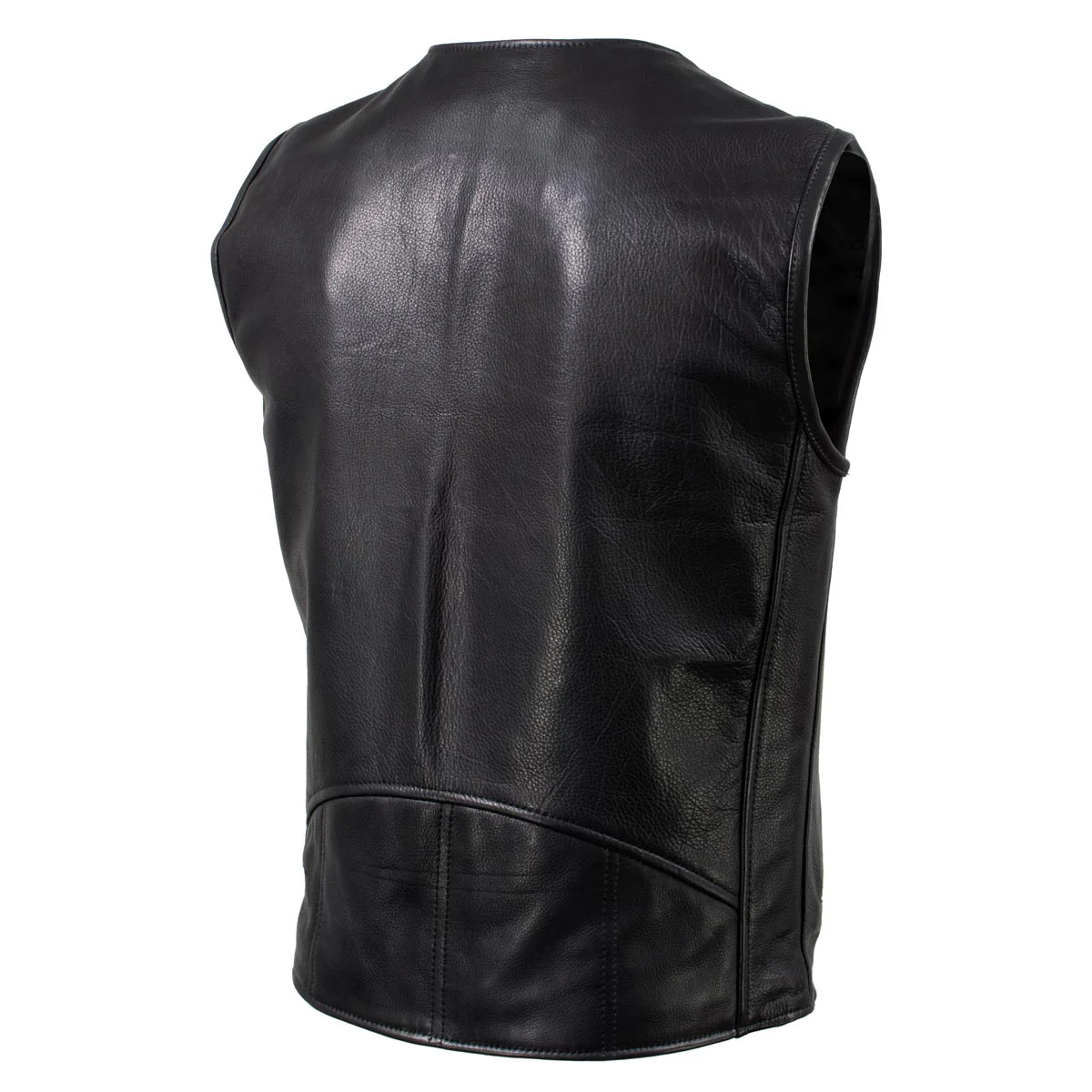 Hot Leathers VSM5009 USA Made Men's 'Slinger' Black V-Neck Premium Leather Zippered Vest - Image 9