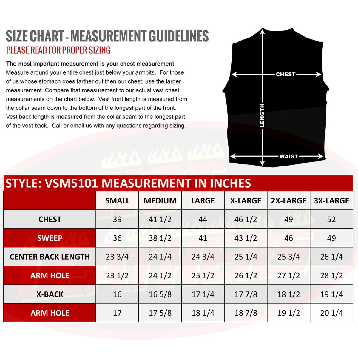 Hot Leathers VSM5101 USA Made Men's 'Burn Out' Black Denim and Leather Vest with Plaid Red Lining - Image 3