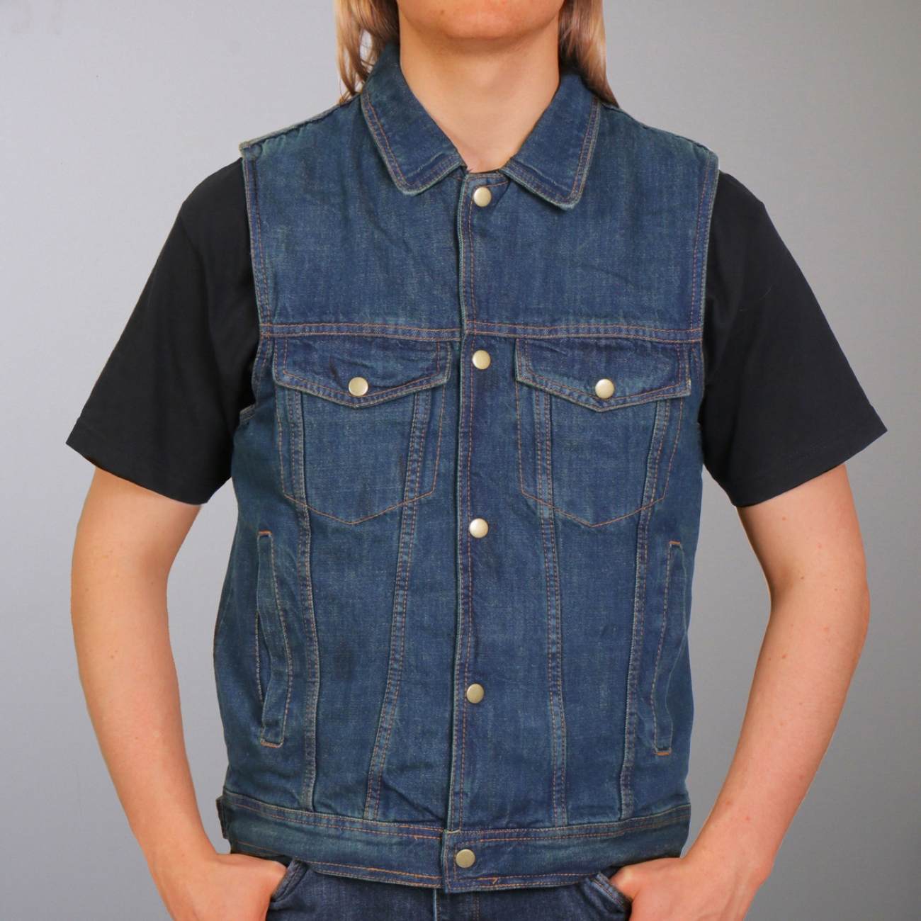 Hot Leathers VSM6001 Men's Blue Denim Vest - Image 5