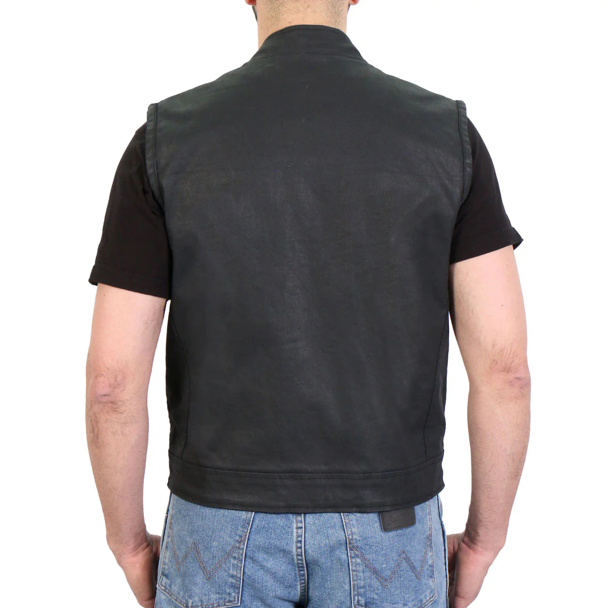 Hot Leathers VSM6003 Men's Black Waxed Cotton Club Style Vest - Image 2