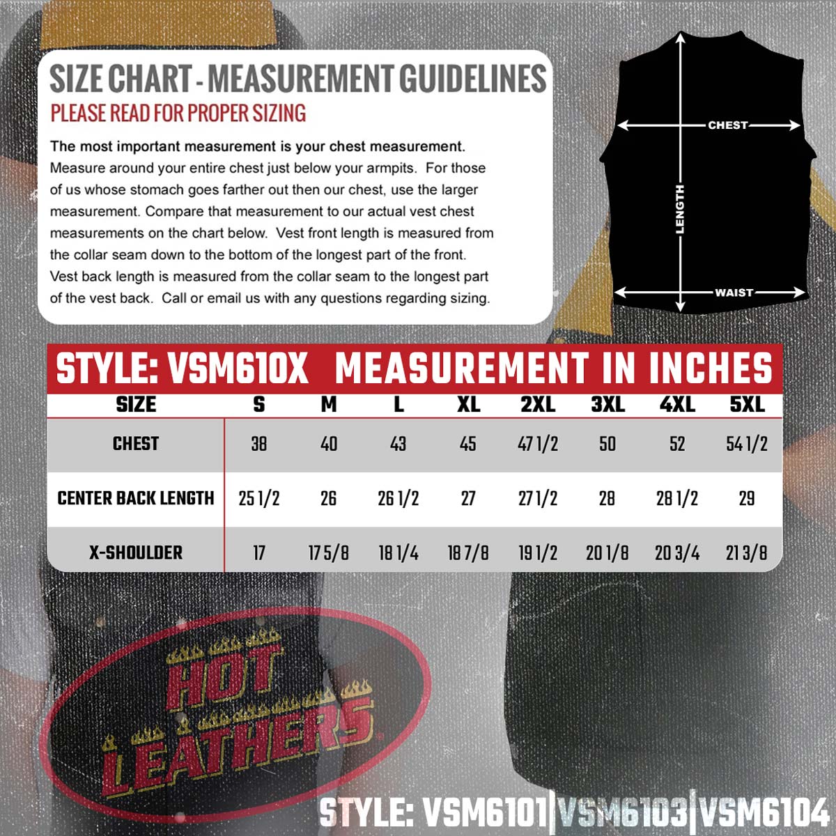 Hot Leathers VSM6101 Men's Carry Conceal Black Denim and Leather Vest - Image 2