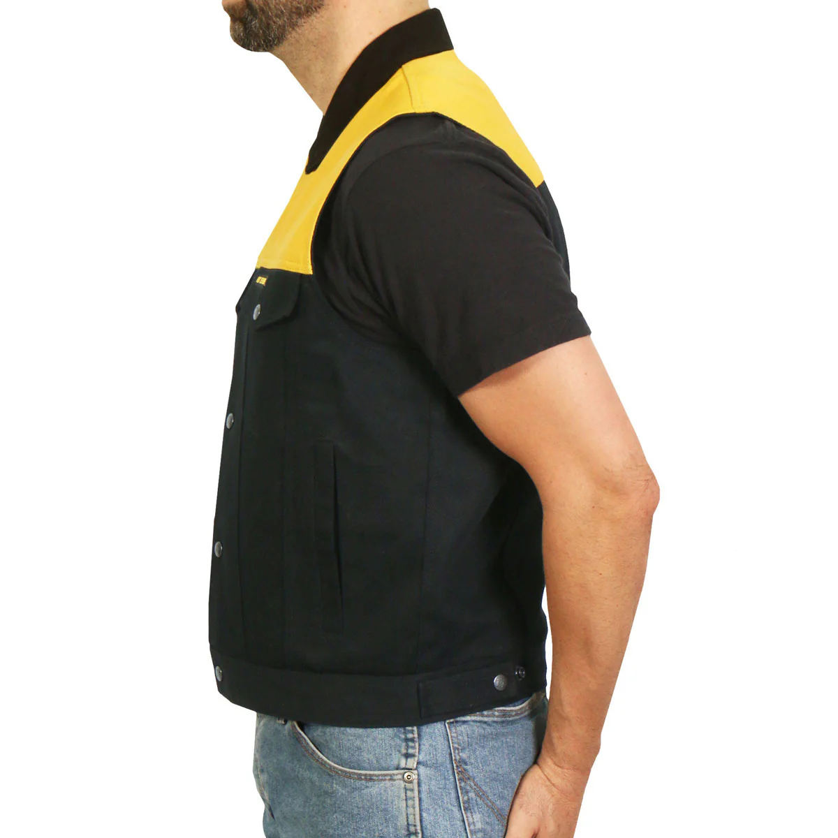 Hot Leathers VSM6104 Men's '2-Tone' Leather and Denim Club Style Biker Vest - Image 8