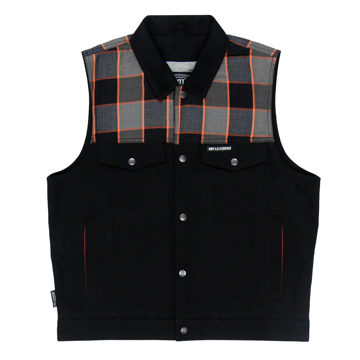 Hot Leathers VSM6204 Men's '2-Tone' Denim and Flannel Club Style Biker Vest - Image 8