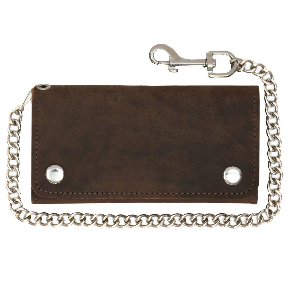 Hot Leathers WLC2017 Men's 7" Leather Bi-Fold Biker Wallet w/ Multiple Storage and Swivel Trigger Clip Anti-Theft Stainless Steel Chain