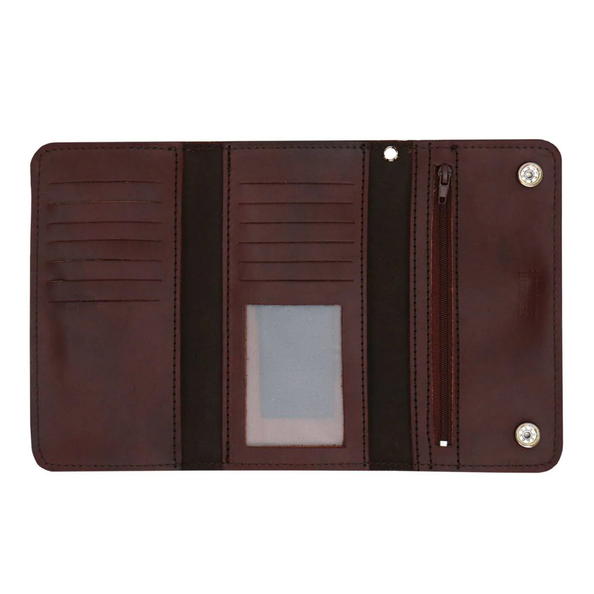 Hot Leathers WLC2018 Men's 7" Leather Bi-Fold Biker Wallet w/ Multiple Storage and Swivel Trigger Clip Anti-Theft Stainless Steel Chain - Image 3