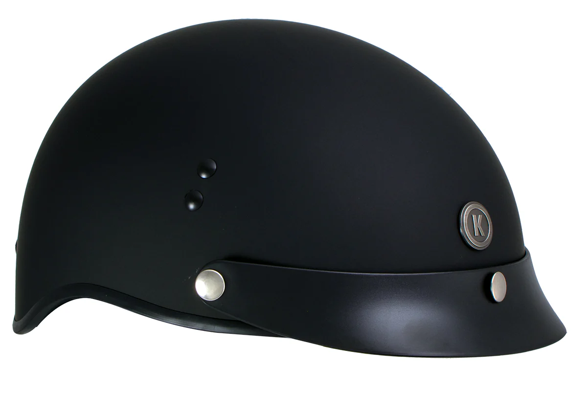 Klutch K-3 'Cruise' Flat Black Half Face Motorcycle Helmet with Snap On Visor - Image 10